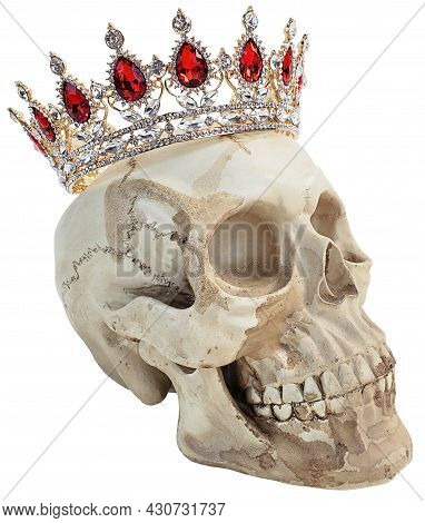 Skull Wearing A Sparkly Jeweled Crown On His Head