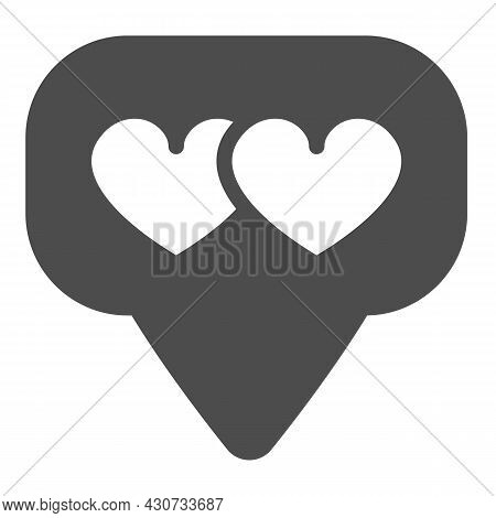 Dialogue Box, Speech Bubble And Two Hearts Solid Icon, Dating Concept, Messege With Hearts Vector Si