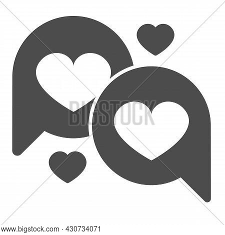 Hearts In Dialogue Box, Speach Bubble Solid Icon, Dating Concept, Love Messege Vector Sign On White 