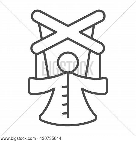 Marionette, Puppet On Strings, Dummy Thin Line Icon, Theater Concept, Doll Marionette Vector Sign On