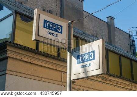 Opole, Poland - June 4, 2021: Tvp 3 Opole Signs.