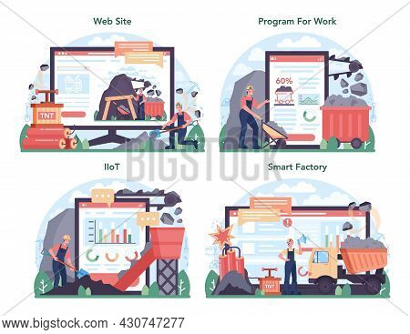 Coal Industry Online Service Or Platform Set. Mineral And Natural