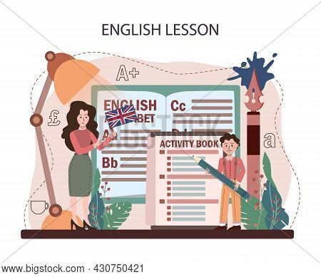 English Class Concept. Study Foreign Languages In School. Grammar