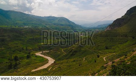 Aerial Panoramic View To Colca Canyon From The Antahuilque Viewpoint At Chivay, Arequipa, Peru