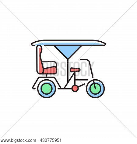 Bicitaxi Rgb Color Icon. Tourists Transportation. Bicycle Taxi. Commercial Vehicle With Three Wheels