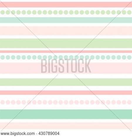 Pastel Colored Lines For Eggs Decoration. Seamless Texture With Easter Ornament On White Background.