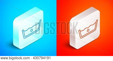 Isometric Line Washing Under 30 Degrees Celsius Icon Isolated On Blue And Red Background. Temperatur