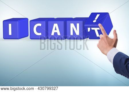 Determination concept with rotating cubes and businessman