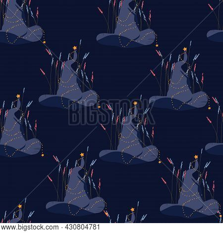 Magic Witch Hat Seamless Pattern. Halloween. A Wizard's Magical Headdress. For Wrapping Paper. Ideal