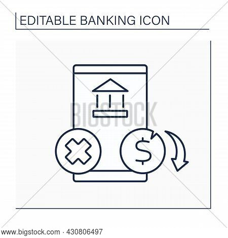Insufficient Funds Line Icon. Account With Not Enough Money To Cover Transactions.banking Functions 