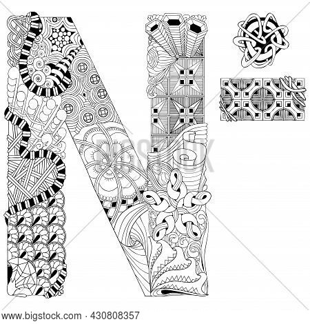 Hand Drawn Numero Sign Zentangle Styled For Coloring, For T-shirt Design, Tattoo And Other Decoratio