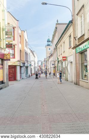 Rybnik, Poland - June 4, 2021: Pedestrian Koscielna Street In City Center Of Rybnik.