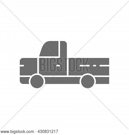 Pickup Truck, Pick-up Car, Vehicle Grey Icon.