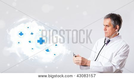 Profesyonel doktor tıbbi işaretleri soyut bulut dinleme