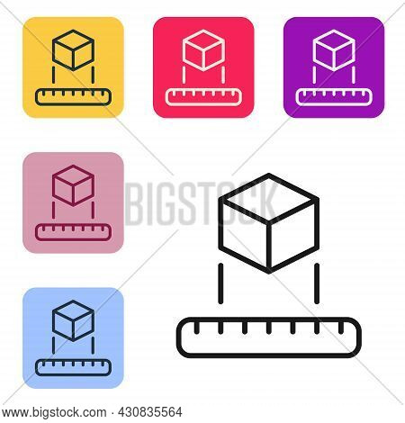 Black Line Isometric Cube Icon Isolated On White Background. Geometric Cubes Solid Icon. 3d Square S