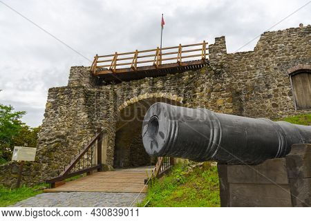 Cannon At The Gate Of The Fortress In Szigliget