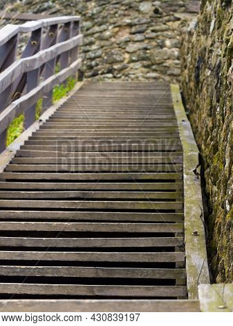 Wooden Stairs In The Fortress Of Szigliget