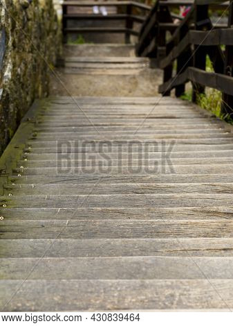 Wooden Stairs In The Fortress Of Szigliget