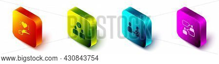 Set Isometric Pleasant Relationship, Complicated, Happy Friendship Day And Two Sitting Men Talking I
