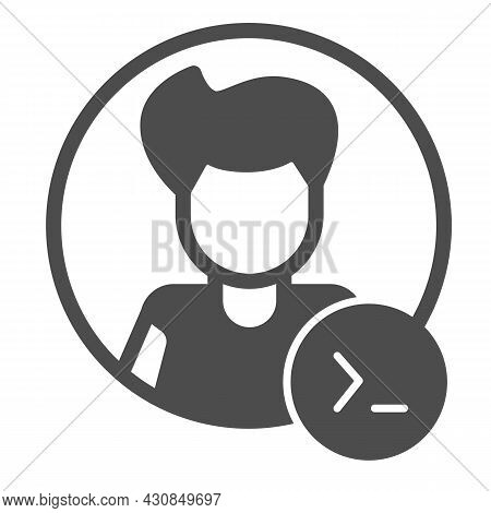 Guy, Command Line In Circle, Backend Developer Solid Icon, Ui Concept, Programmer Vector Sign On Whi