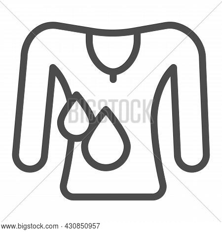 Wet Tee Shirt And Water Drop, Sweat, Stress Line Icon, Laundry Concept, Washing Shirt Vector Sign On