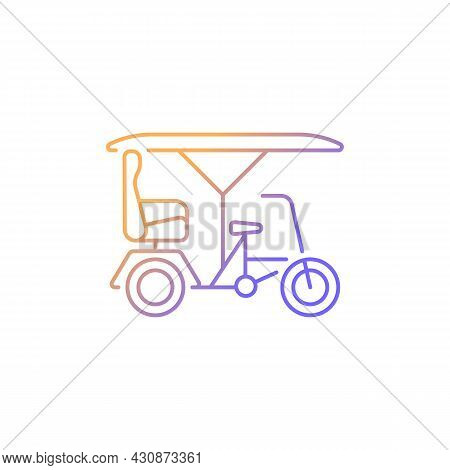 Bicitaxi Gradient Linear Vector Icon. Tourists Transportation. Bicycle Taxi. Commercial Vehicle With