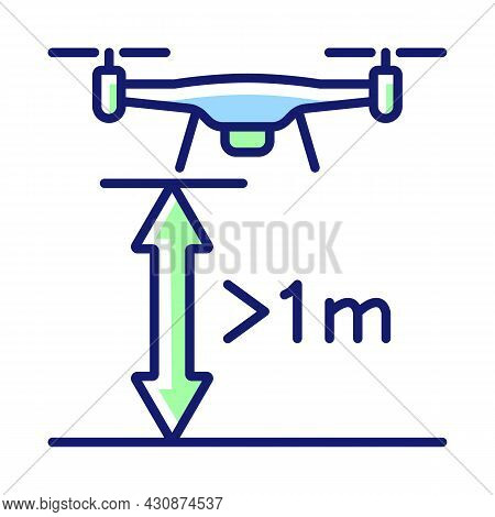 Minimum Flight Height Rgb Color Manual Label Icon. Minimal Drone Altitude. Fly At Least One Meter Fr