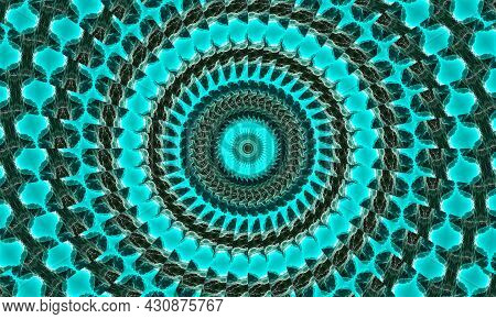 Deep Nephritis Star Kaleidoscope. Abstract Trendy Decorative Seamless Pattern Of Geometrical Element