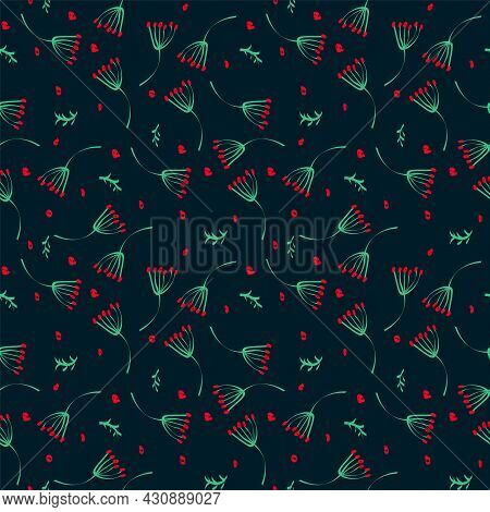 New Year With Holly Berries. Background Of Berries In A Circle Of Snowflakes And Foliage Of The Chri