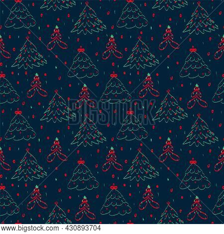 Abstract Christmas Tree Pattern. Modern Different, Colored Christmas Trees. Abstract Trees Pattern F