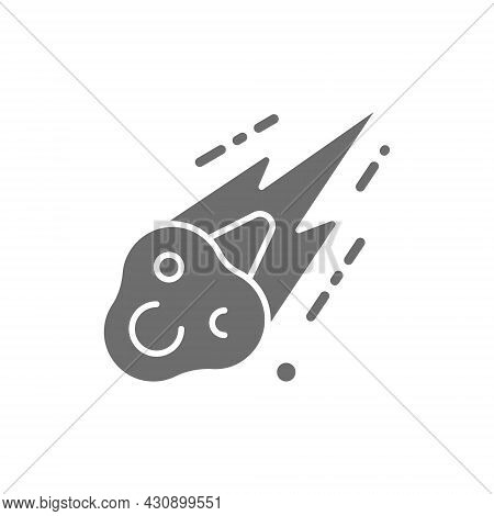 Vector Meteorite, Meteor Rain Fall Grey Icon.