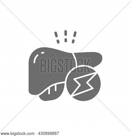 Vector Liver Obesity, Visceral Fat Grey Icon.
