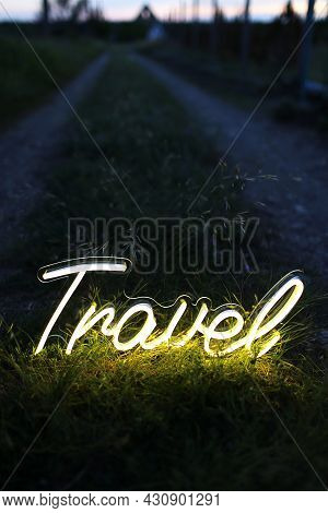 Yellow Neon Sign Travel. Trendy Style. Neon Sign. Custom Neon. Travel Vibe.