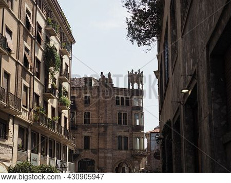 Historical Neo Gothic Building In Via Pietro Micca In Turin