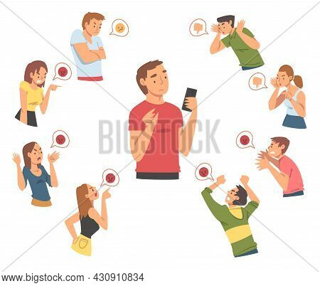 Angry People Characters Expressing Discontent And Disgust In Social Media Vector Set