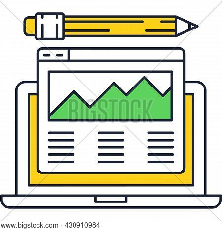 Digital Art Icon Visual Editor On Vector Laptop