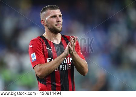 Genova, Italy. 23 August 2021. Ante Rebic Of Ac Milan  During The Serie A Match Beetween Uc Sampdori