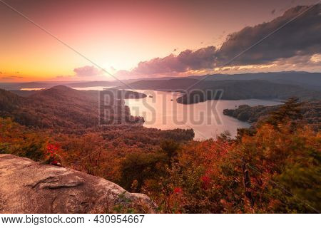Lake Jocassee, South Carolina, USA in early autumn.