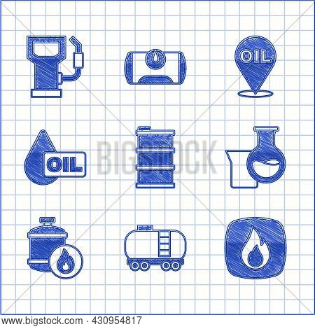 Set Barrel Oil, Oil Railway Cistern, Fire Flame, Petrol Test Tube, Propane Gas Tank, Drop, Refill Fu