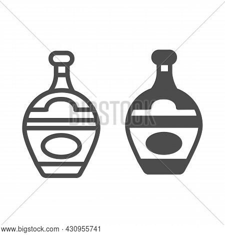 Bottle Of Gin, Liqueur, Brady, Cognac Line And Solid Icon, Bar Concept, Alcoholic Beverage Vector Si