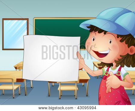 Ilustrace studenta drží prázdný list papíru