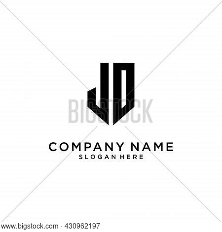 Jd Or Dj Initial Letter Logo Design Template On White Background.