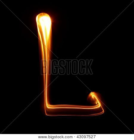 L - Pictured by light letters