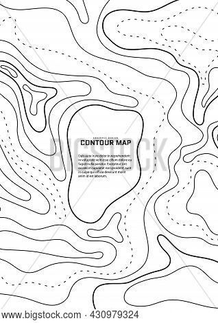 Topographic Map Abstract Background. Outline Cartography Landscape. Topographic Relief Map On White 