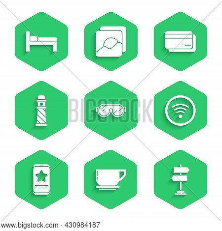 Set Ski Goggles, Coffee Cup, Road Traffic Sign, Wi-fi Wireless Internet Network, Mobile With Review 