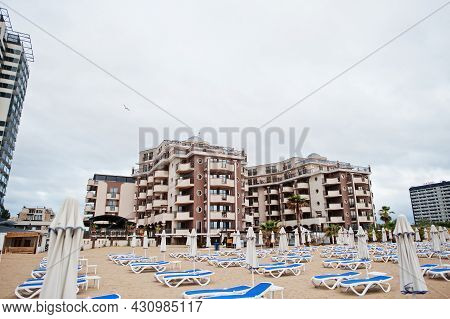 Sunny Beach, Bulgaria - June 17, 2021: Hotel Burgas Beach. Resort Sunny Beach Bulgaria View Of The B