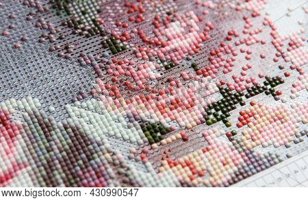 Manual Creative Process Of Creating And Collecting 3d Painting From Acrylic Multicolored Square Rhin