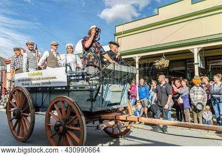 Arrowtown, New Zealand - April 23,2016 : There Is Parade Event During The Arrowtown Autumn Festival