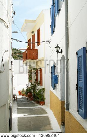 Narrow Streets Of Nikia Village On The Island Of Nisyros. Greece