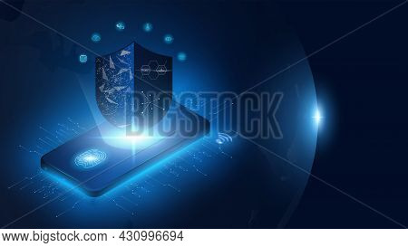 Internet Security Connection On Smartphone, Internet Of Things, Iot, Connection Network Technology, 